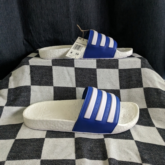 Adidas Men 9 Blue and White Adilette Boost Slip on GZ5313 Madd 1223 main image 8